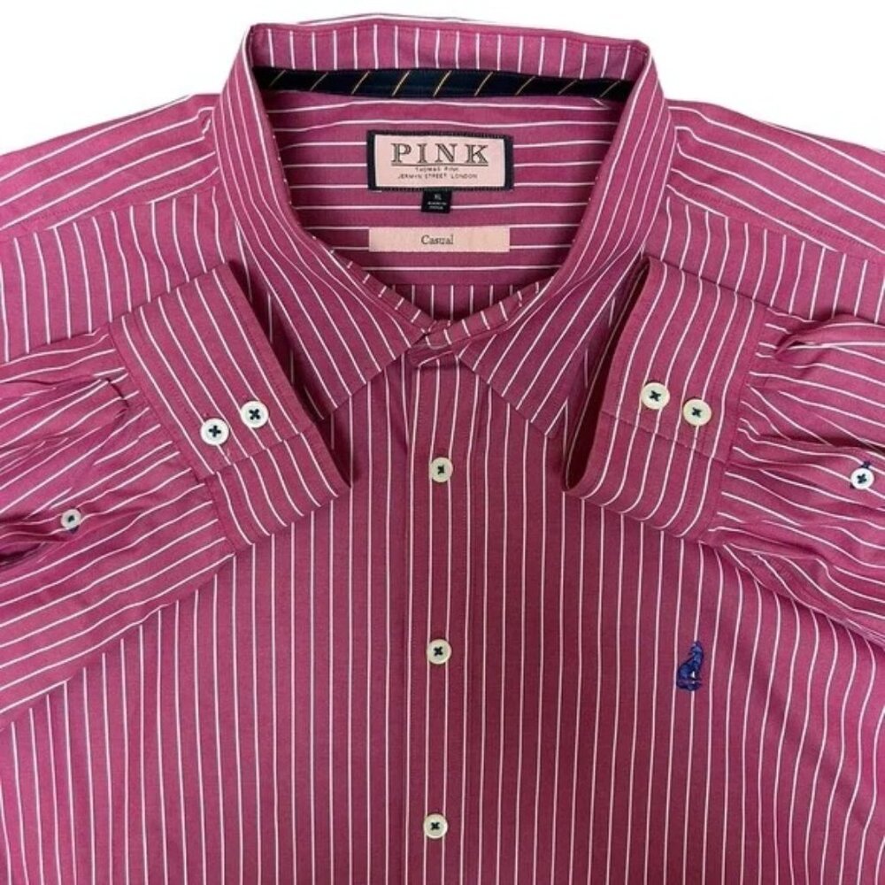 Thomas Pink Magenta Pinstripe Casual Shirt XL